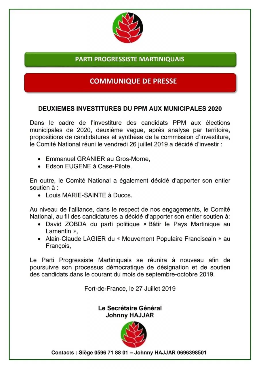 Municipales de 2020 en Martinique : il y aura t-il un manque à Granier au Gros-Morne ?