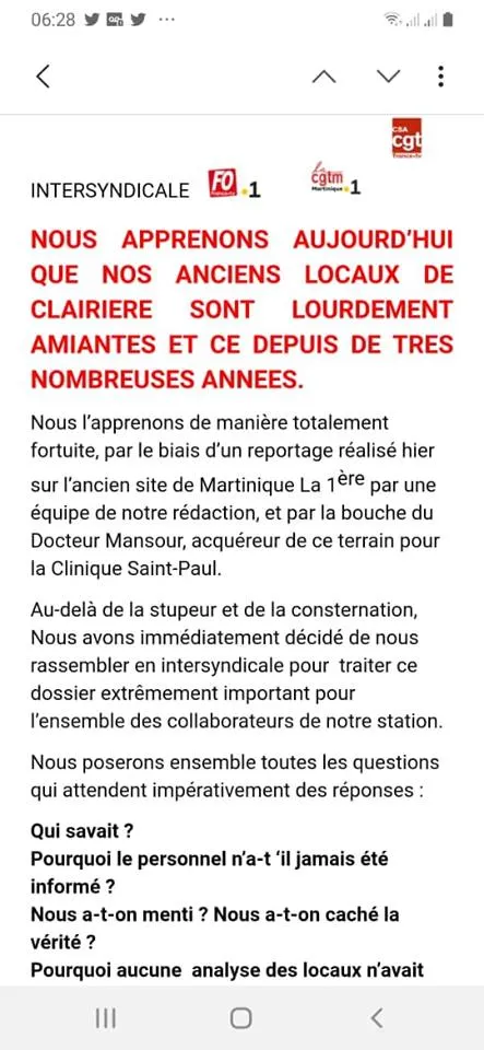 Incendie à "RFO" à Clairière en Martinique