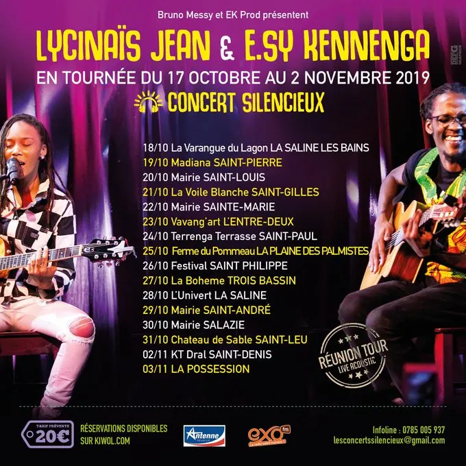Lycinaïs Jean et E.SY Kennenga en tournée Silence Concert à l'île de La Réunion