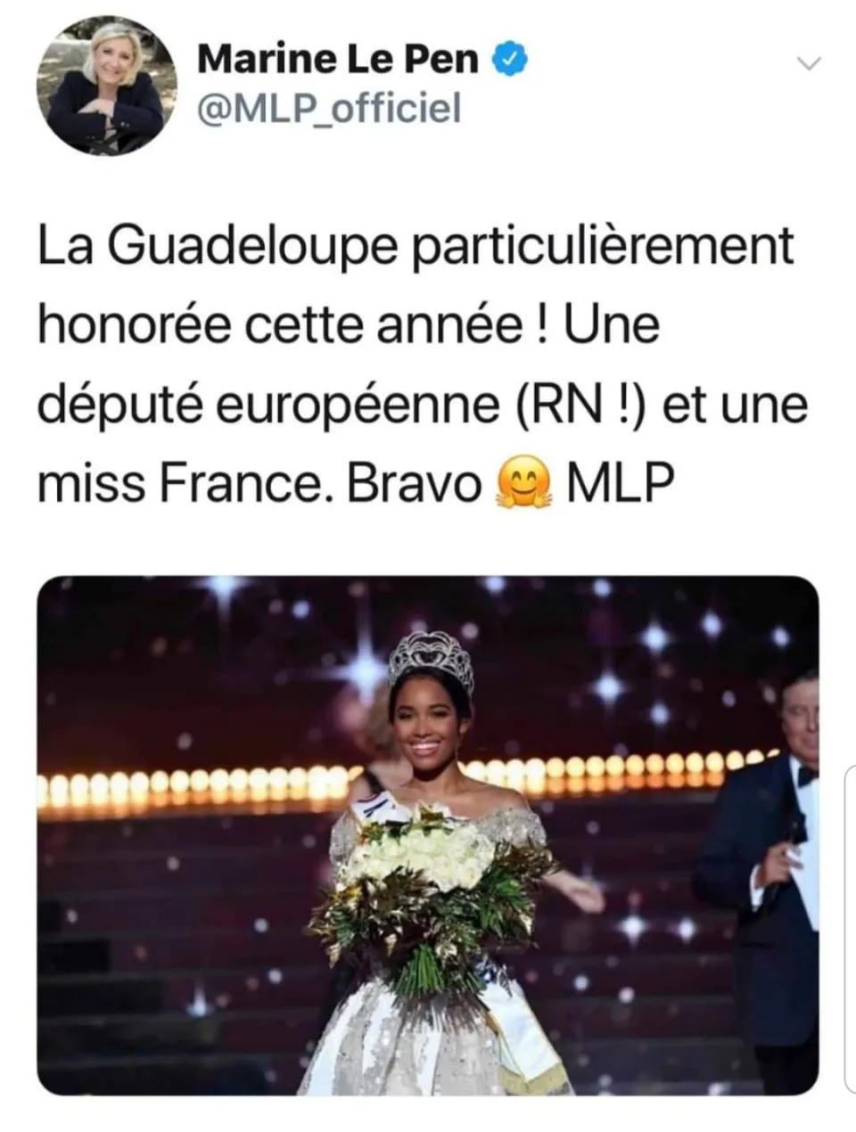 Marine Le Pen adore Miss France 2020