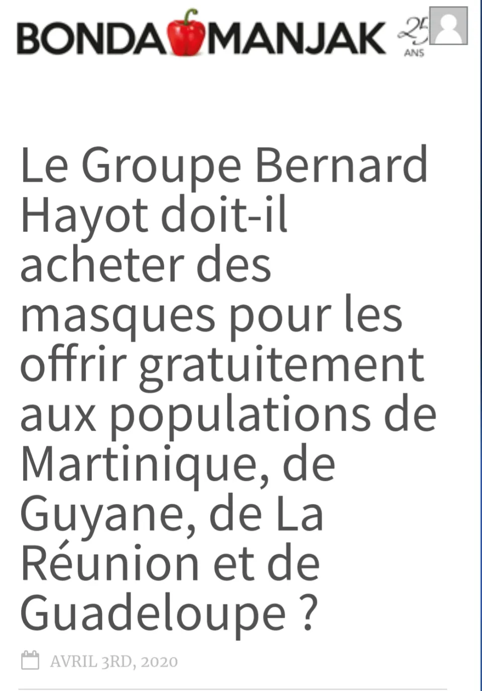 Le 03 avril 2020...Bondamanjak publiait ce sondage...