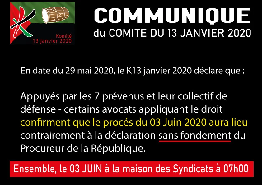 Martinique : communiqué du Comité du 13 janvier 2020