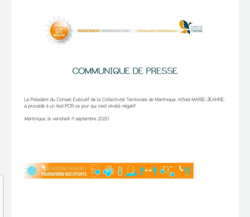 Covid-19 en Martinique : le président de tous les Martiniquais mieux armé que tous les Martiniquais pour lutter ruse contre le virus