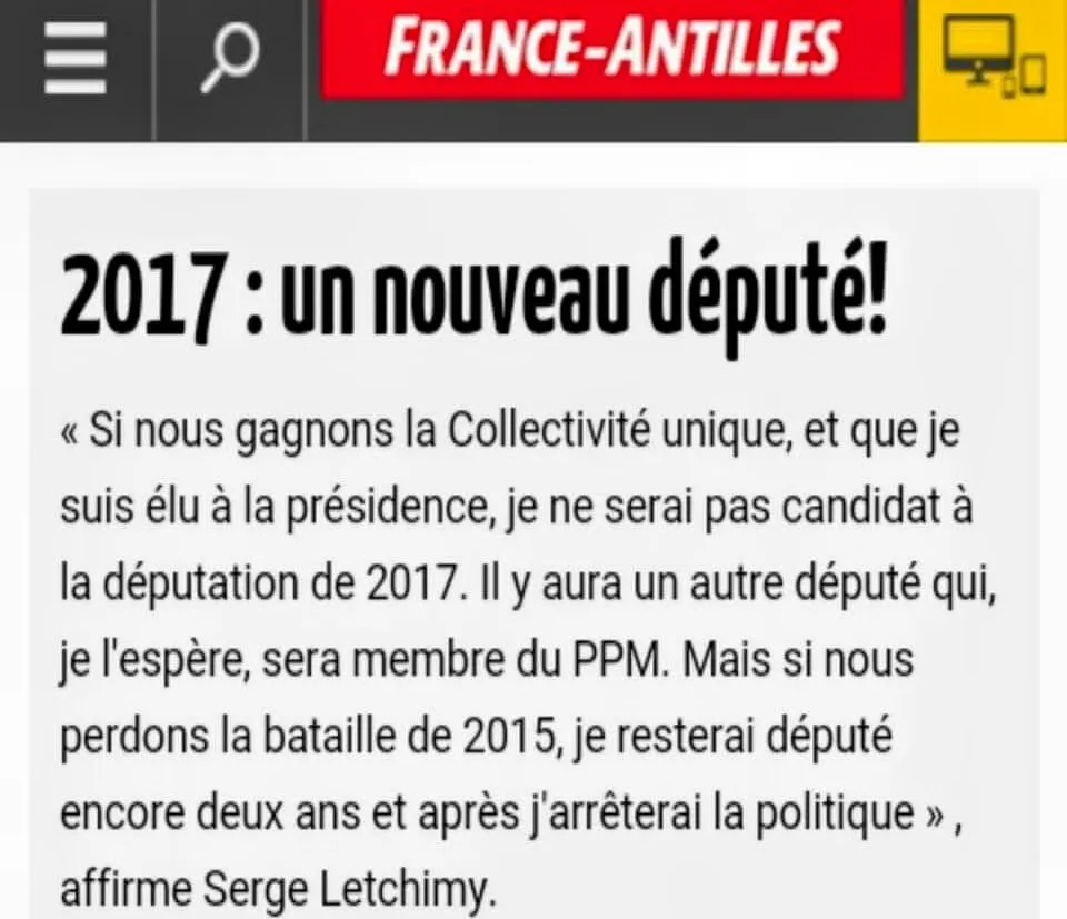 Serge LETCHIMY est un MENTEUR de compétition
