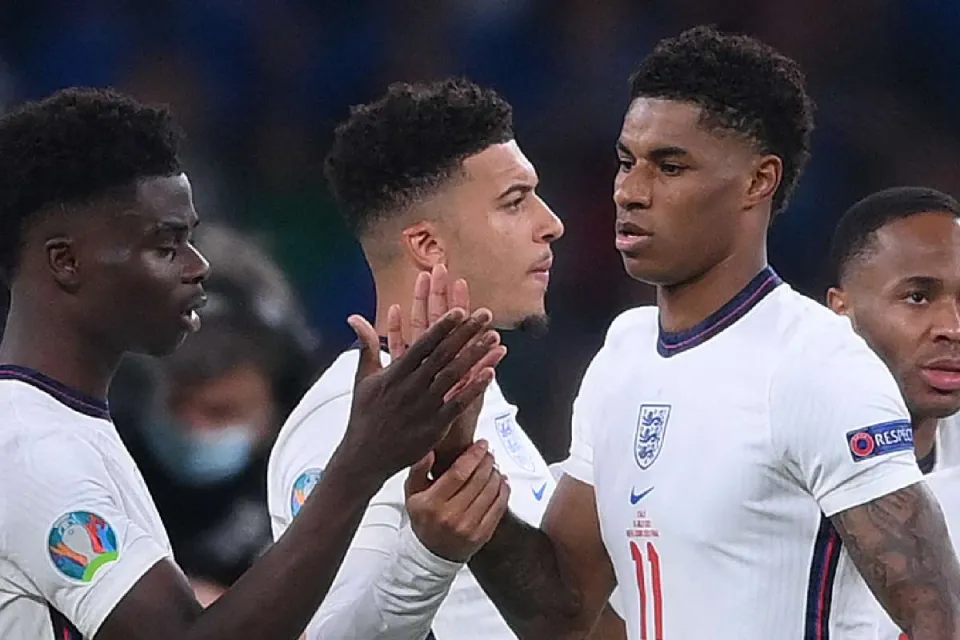 Marcus Rashford, Jadon Sancho, Bukayo Saka  Three lions BUT... three niggers