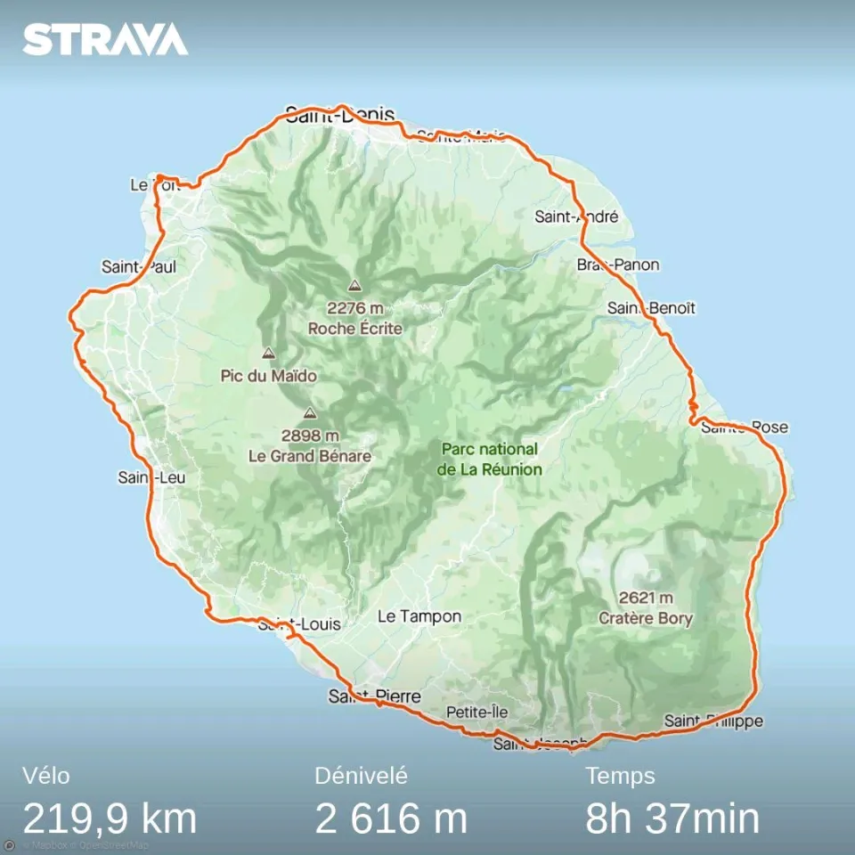 Un cycliste français originaire de Martinique fait le tour de l'île de La Réunion en 8h37mn