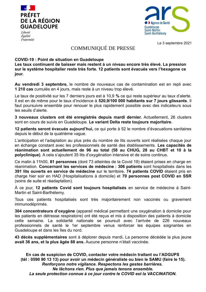 Covid-19 : 667 morts en Guadeloupe