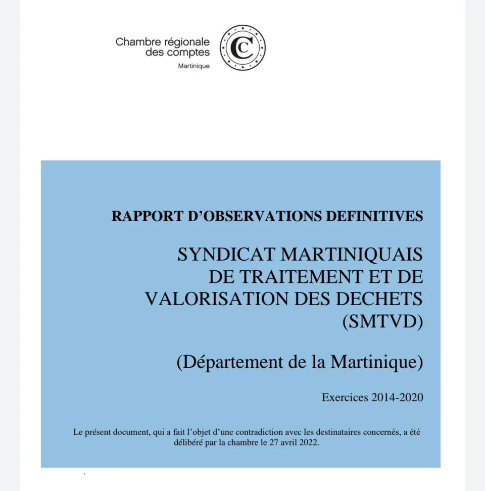 SMTVD Martinique : Rapport de la Chambre Régionale des Comptes