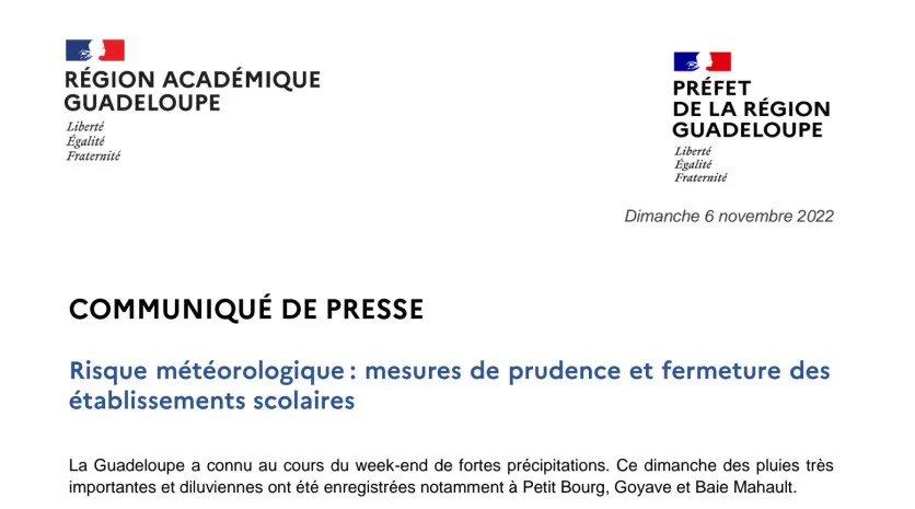 Vigilance Orange en Guadeloupe : établissements scolaires fermés et appel à la prudence
