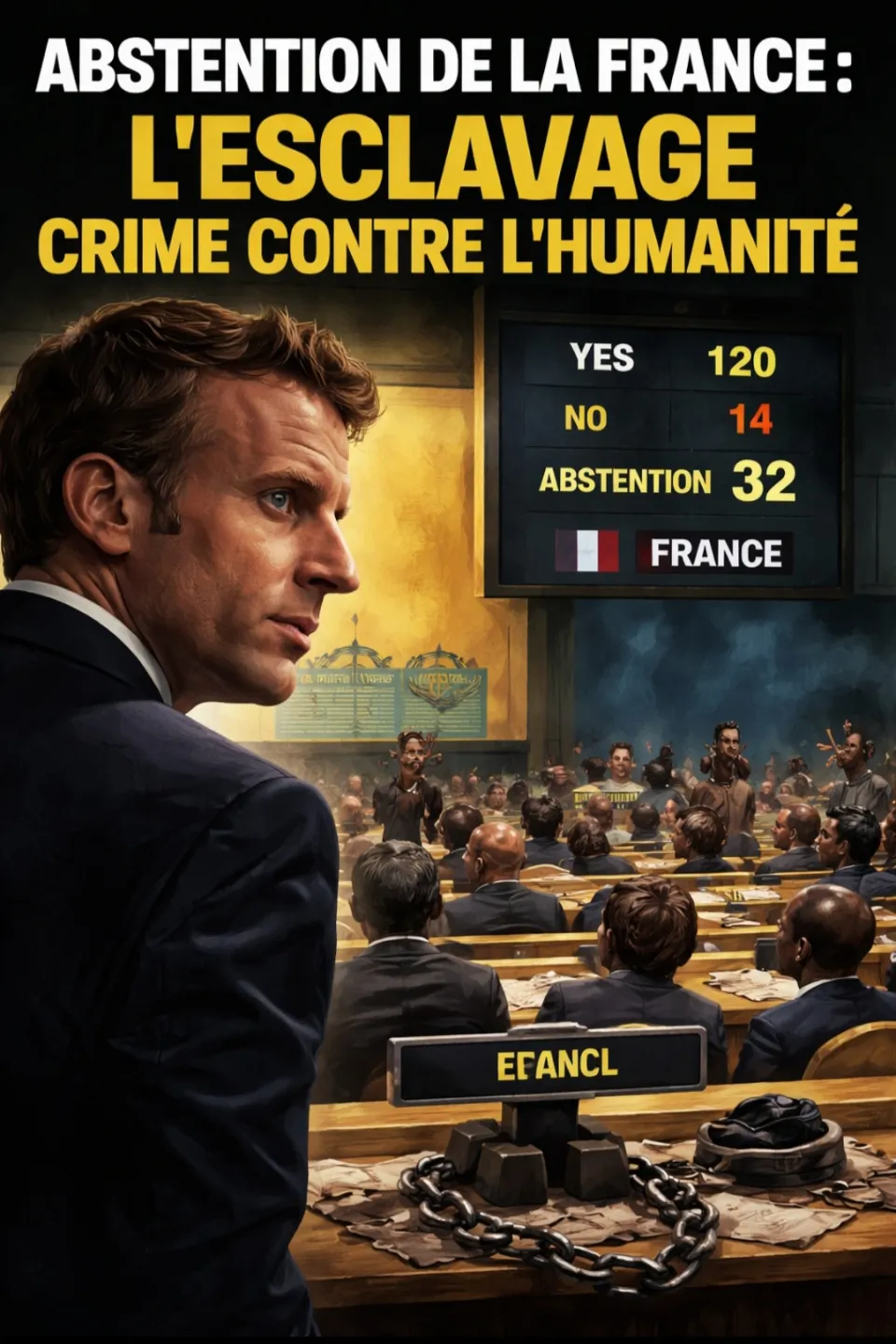 QUAND LA FRANCE S’ABSTIENT SUR LA RÉSOLUTION DE L’ONU QUALIFIANT LA TRAITE ET L’ESCLAVAGE TRANSATLANTIQUES DE PLUS GRANDS CRIMES CONTRE L’HUMANITÉ