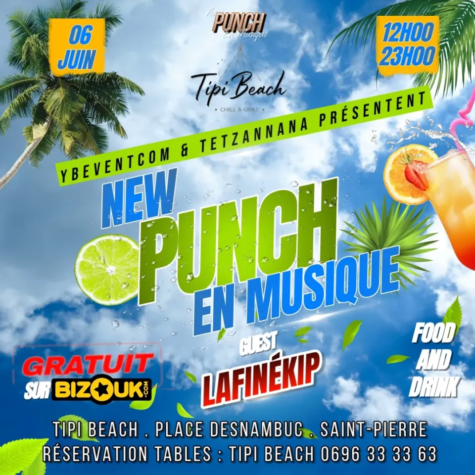 Le TIPI BEACH 🌴🌴accueille 🎶LAFINÉKIP 🎶 en Martinique