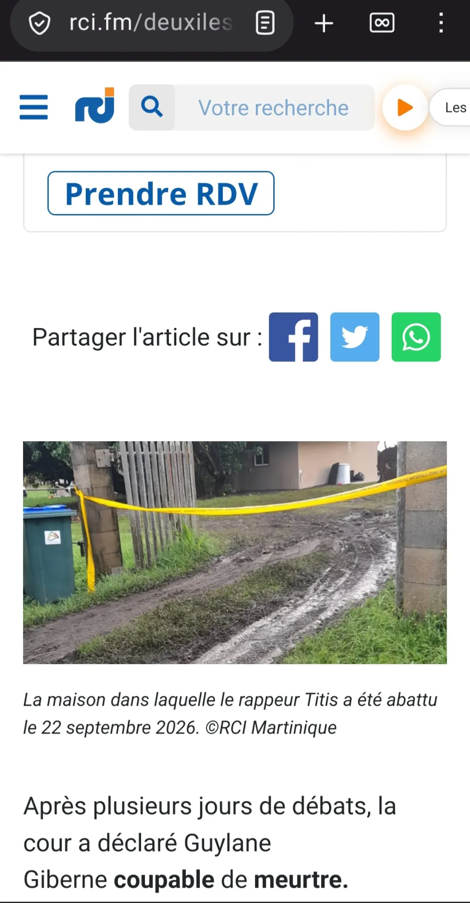 Selon RCI Martinique...le rappeur TITIS n'est pas encore mort 😳😳