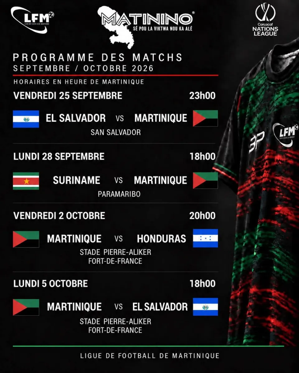 Ligue des nations Concacaf 2026-2027 : onze jours de vérité pour les Matinino