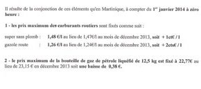 Prix des carburants en janvier 2014 #Martinique ...lol