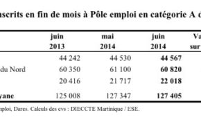 DEMANDEURS D'EMPLOI AUX ANTILLES-GUYANE EN JUIN 2014