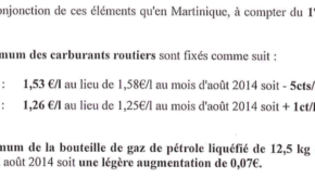 #Prix des #carburants en septembre 2014 en #Martinique