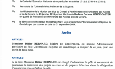 Didier Bernard, administrateur provisoire pour le pôle #Guadeloupe