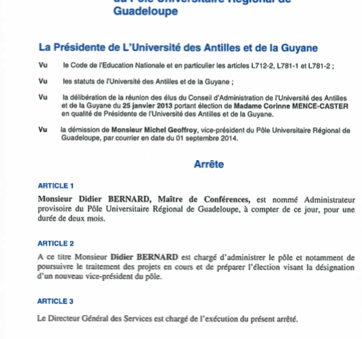 Didier Bernard, administrateur provisoire pour le pôle #Guadeloupe