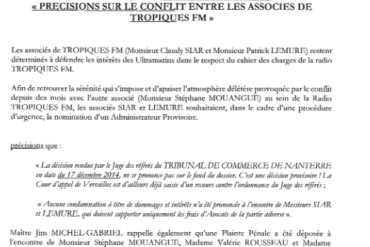Affaire #TropiquesFm : la réponse de Claudy #Siar