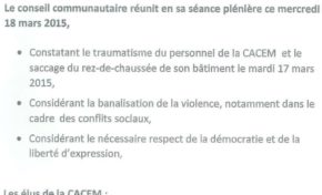 #CACEM : UNE SCANDALEUSE MOTION ANTI-SYNDICALE !