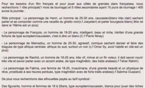 "Recherche pour le rôle de Mamadou un homme de 25-30, agressif, comique, sachant danser et faire des blagues..."