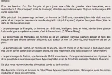 "Recherche pour le rôle de Mamadou un homme de 25-30, agressif, comique, sachant danser et faire des blagues..."
