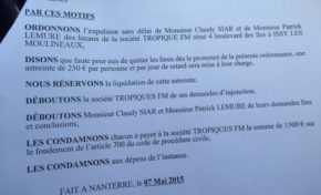 Tropiques fm ...la justice met un milieu dans ça