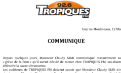 Communiqué de la radio Tropiques FM - 12 mai 2015