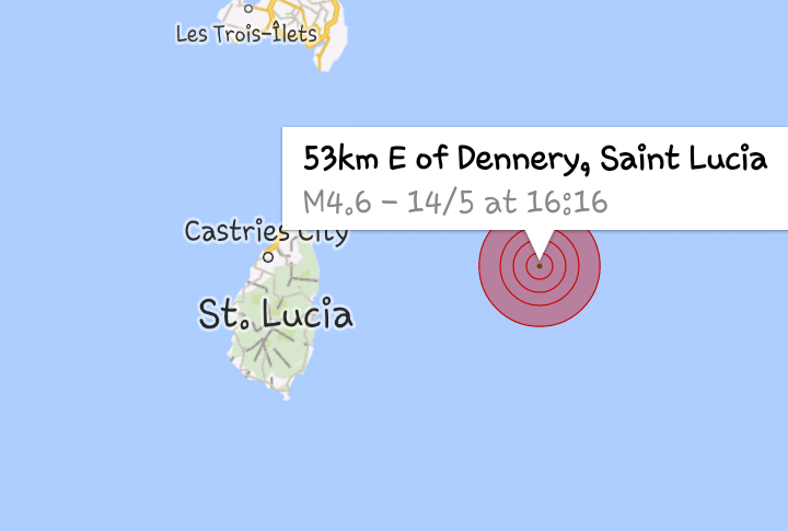 Tremblement de terre ressenti en #Martinique (14 mai 2015)