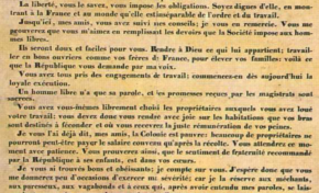 20 décembre 1848...Les futurs ex esclaves écoutent religieusement ce texte odieux de Sarda Garriga