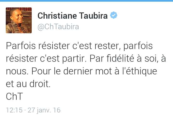 Le tweet du jour  [27/01/16] Taubira
