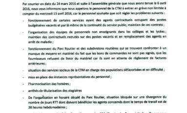 #CTM : Appels à la grève générale