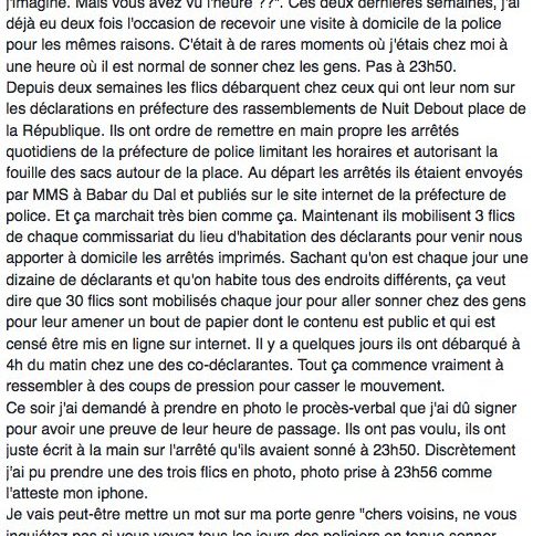 Nuit debout ? la police est chez toi...
