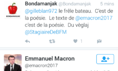 Emmanuel Macron like un tweet de Bondamanjak