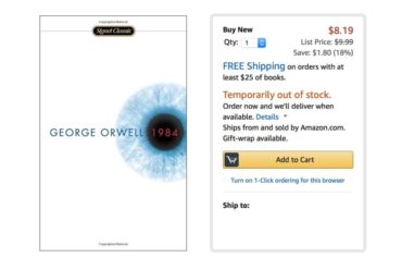Le roman "1984" est épuisé sur Amazon. Merci Donald.