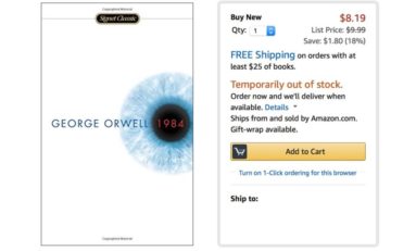 Le roman "1984" est épuisé sur Amazon. Merci Donald.