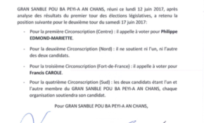 Législatives 2017 en Martinique : Alfred Marie-Jeanne appelle à voter Philippe Edmond-Mariette au second tour