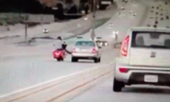 Moto versus car at Santa Clarita in California
