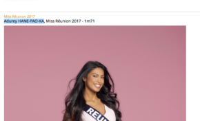 Miss France 2018...quand le site de TF1 charcute le nom de Audrey Chane Pao Kan la Miss Réunion 2017