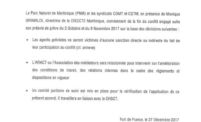 Fin de la grève au Parc Naturel de Martinique (PNM)