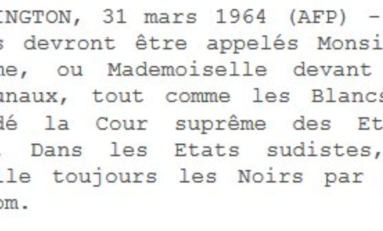 Cette dépêche AFP date du 31 mars 1964...
