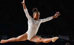La gymnaste originaire de Martinique Mélanie Dos Santos, médaille d'or au sol  aux championnats d’Europe de Glasgow