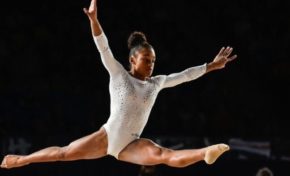 La gymnaste originaire de Martinique Mélanie Dos Santos, médaille d'or au sol  aux championnats d’Europe de Glasgow