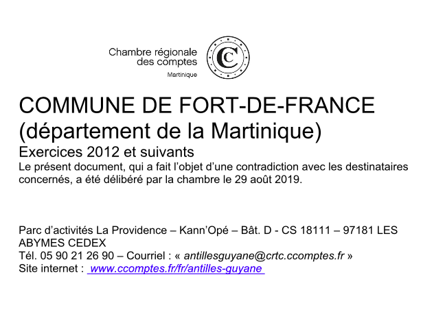 Chambre Régional des Comptes/Fort-de-France ...les données d'un rapport visqueux non consenti caca...