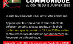 Martinique : communiqué du Comité du 13 janvier 2020