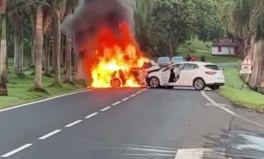 Violent accident au François en Martinique...un véhicule en feu