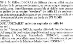 "COMMUNIQUÉ JUDICIAIRE"