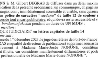 "COMMUNIQUÉ JUDICIAIRE"