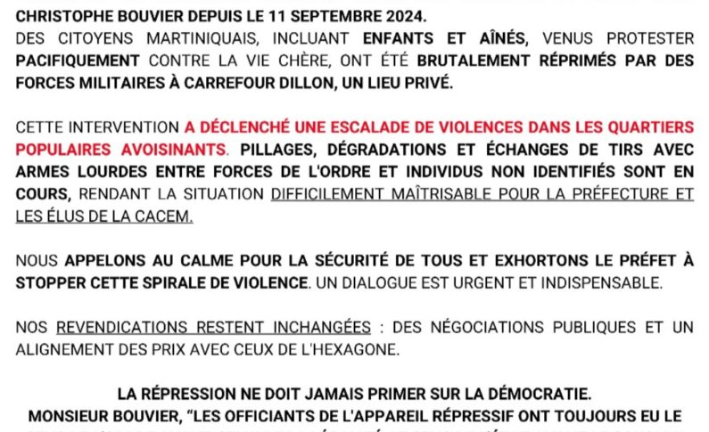 RPPRAC...lettre ouverte acte 3 au préfet de la Martinique